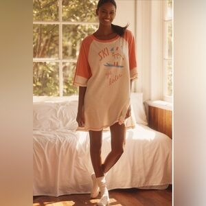 Anthropologie NWT “Ski Ya Later” oversized graphic sleep tee in Emily Taylor